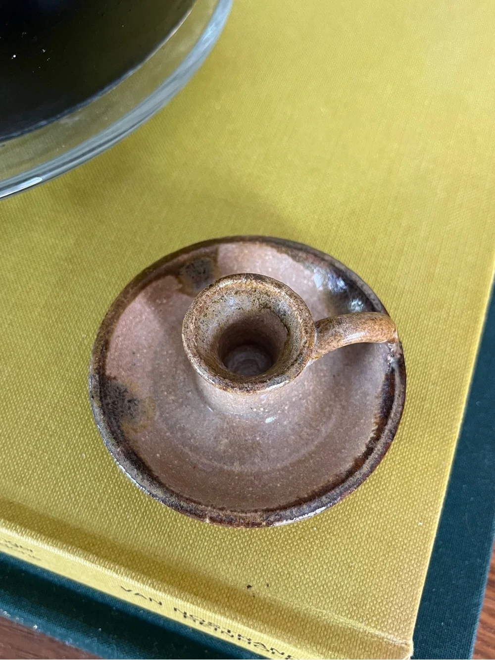 Ceramic Mini Chamberstick in Warm Brown